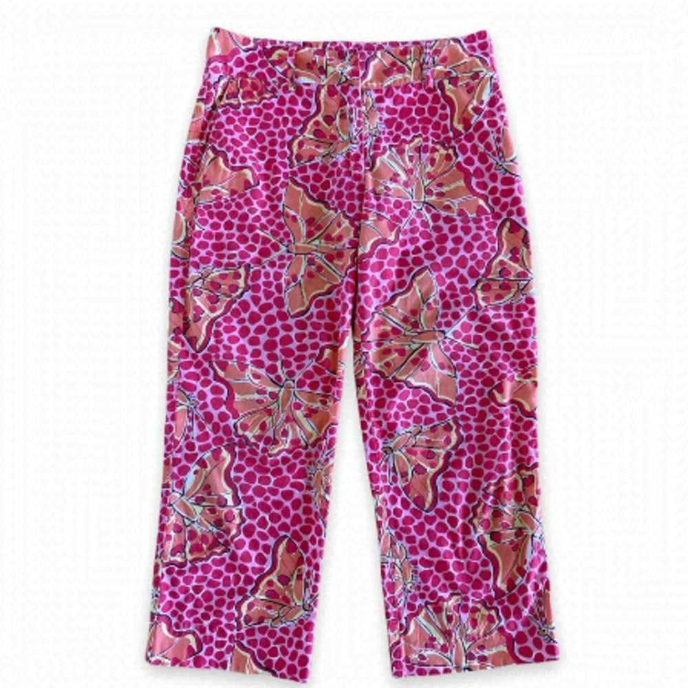 Women’s Vintage Lilly Pulitzer Liza Capri Crop Pants Butterfly Print Size 2